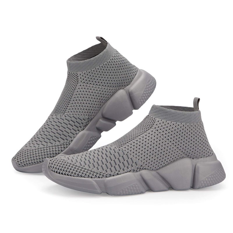 Casbeam Men's Running Knit Comfortable Lightweight Breathable Casual Sports Shoes Fashion Sneakers Slip-On Walking Shoes All Gray Size 10 - Image 3
